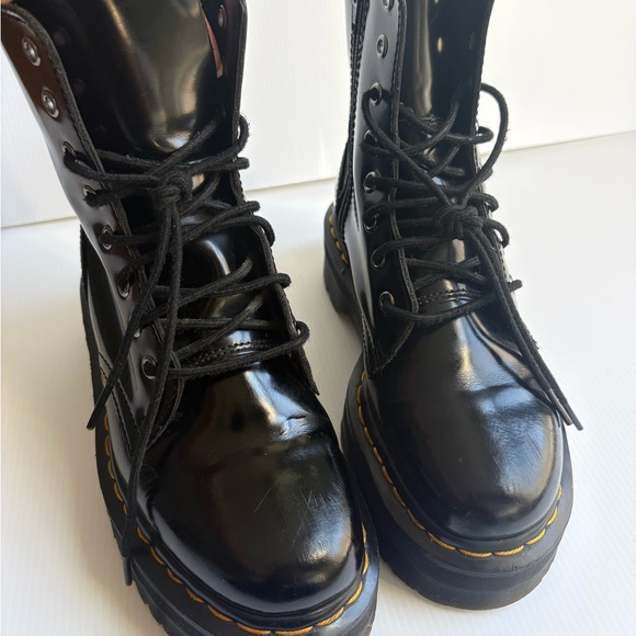 Dr. Martens Jadon Platform Leather Women's Boot - Black Polished Size 6 - Picture 2 of 16